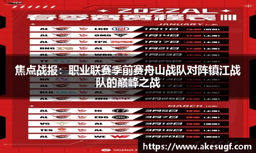焦点战报：职业联赛季前赛舟山战队对阵镇江战队的巅峰之战